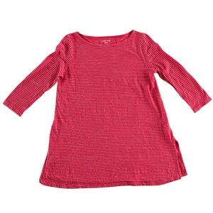 Eileen Fisher Red Striped Tunic Linen Top